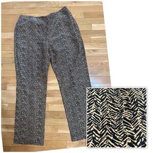 Dana Buchman Animal Print Classic Fit Pull On Pants Linen/Silk Blend Size 16